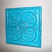 Metal Artwork/ Turquoise Blue/ Distressed Shabby Chic Art/ Painted Wall Furnishings/ Square/ Bright Outdoor Patio Decor/ Spring Sale