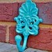 Wall Hook /Turquoise /Cast Iron /Ornate /Cottage/ Shabby Chic /Key Holder /Accessory /Coat hanger /Wall Decor /Towel Hook / Ornate Fixture