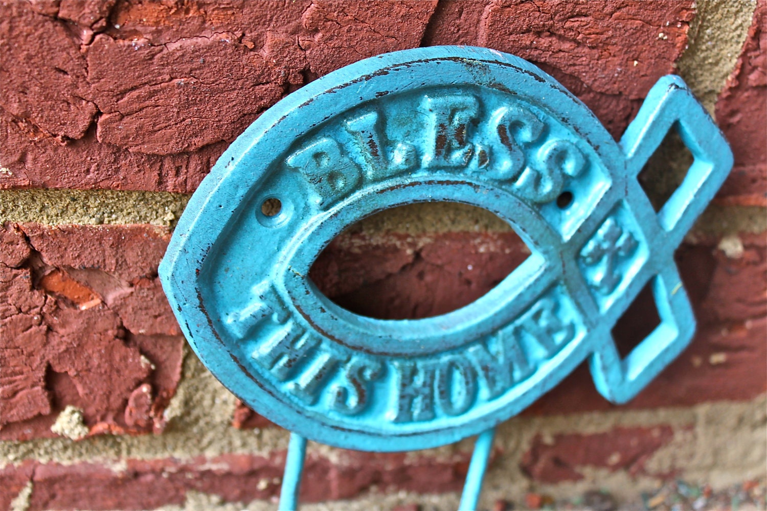Metal Wall Hook /Aqua /Bright Shabby Chic Decor /Key Holder /Bathroom Fixture /Bedroom /Laundry /Nursery /Spring Sale