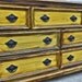 Yellow Vintage Dresser/ Buffet/ Bedroom Furniture/ Black Drawer Pulls/ TV Stand/ Storage/ Dining Room Furniture/ Distressed