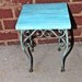 Plant Stand /Aqua Flower/ Patio Decor/ Plant/ Ornate/ Hand Painted / Beach Cottage