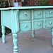 Aquamarine Vintage Nightstand /Distressed Bedroom Furniture /Side, End Table /Tv Stand /Storage