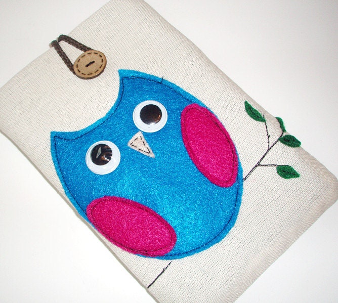 Owl Kindle Sleeve, Kindle fire sleeve cover, nook cover, ereader sleeve.google nexus 7 case