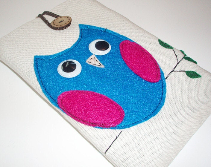 Owl Kindle Sleeve, Kindle fire sleeve cover, nook cover, ereader sleeve.google nexus 7 case