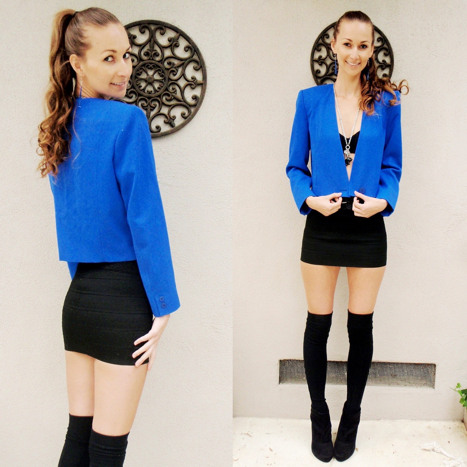 SALE Bright blue 100% wool jacket size 4