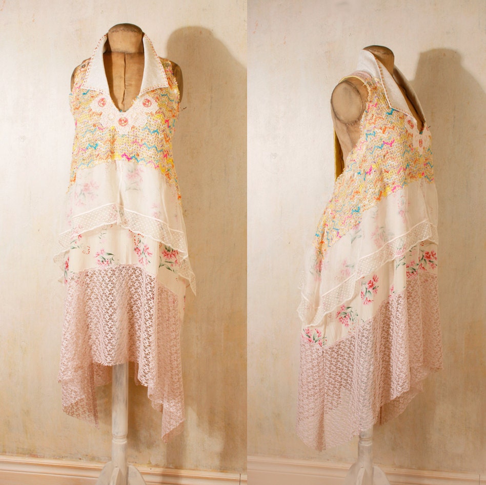 Bohemian wedding dress Lace dress 1920s wedding dress Beach wedding dress Hippie boho dress Pink wedding dress Backless wedding dress