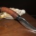 Leather Wrapped Hand Forged Railroad Spike Knife S-curve design, carbon steel, black finish with polished accents