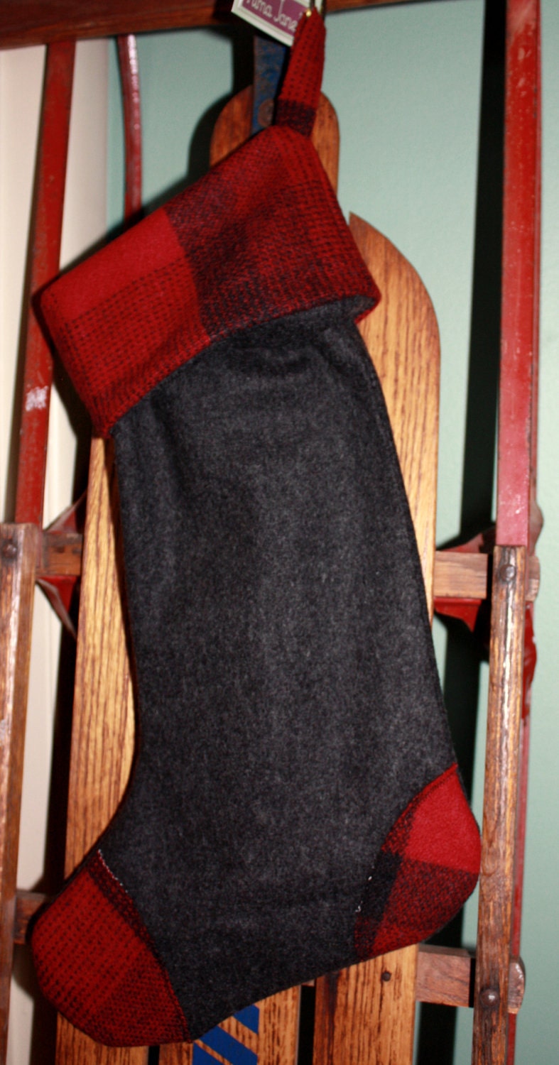 Handmade Wool Christmas Stocking made with vintage 'Pendleton' Wool
