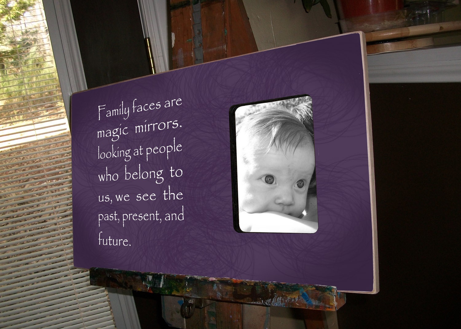 Custom Baby Frame Personalized Photo Frame 12x20 Baby Shower Gift Baptism Christening Godparents Gift New Parents Gift