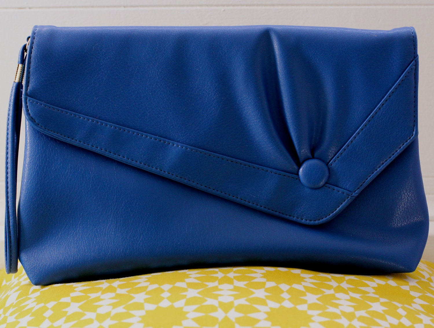 Vintage Blue Envelope Clutch by Almondo Originals