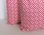 ONE - 18 x 18 Bright Pink and White Cross Section Pillow Cover -  Waverly