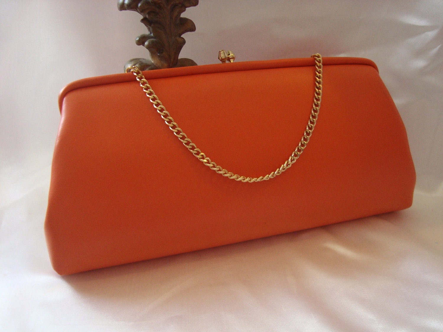 Orange Womens Purse Clutch Vintage Hand Bag TREASURY ITEM
