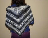 Crochet Grey and White Handmade Shawl