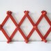 Vintage wooden wall hooks - Kitchen towel holder - Home decor -Red Wooden hanger - Country decor -Bright red hook - Decorative wall hooks