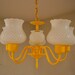 Painted Yellow Milk Glass Chandelier - Vintage Revival