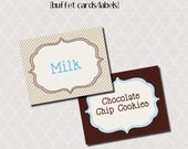 Printable Buffet Cards - Milk & Cookies Party Collection for boys