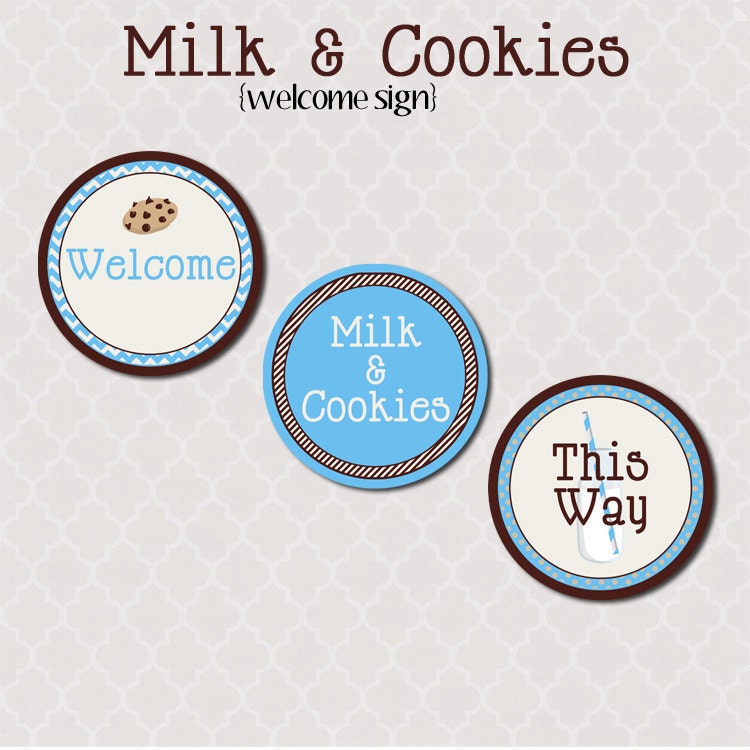 Printable Fancy Welcome Sign - Milk & Cookies Party Collection for boys