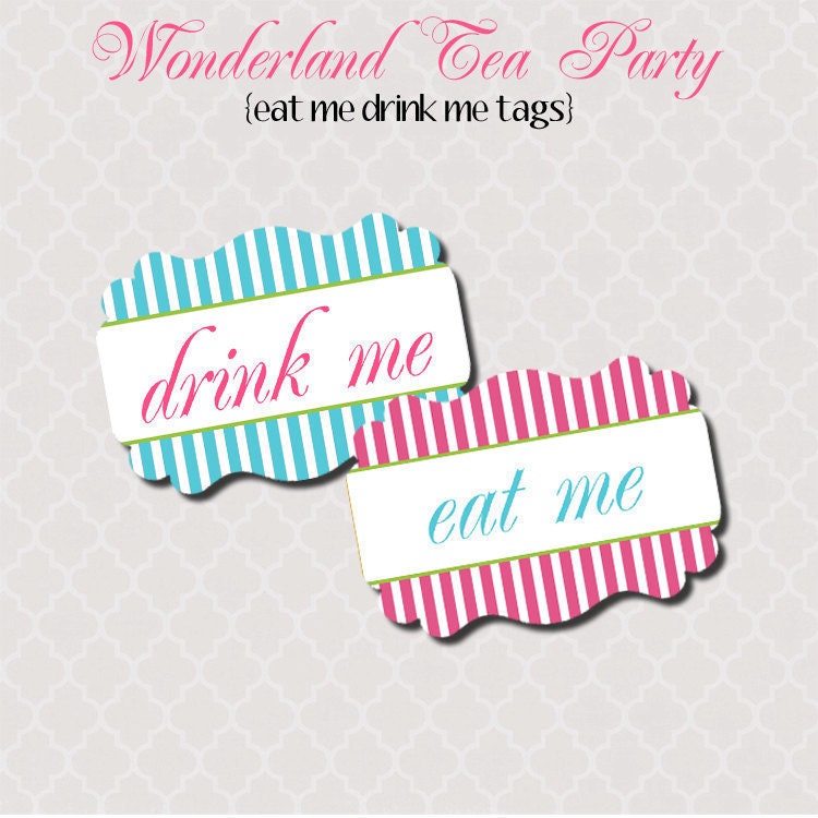 Printable Eat Me Drink Me Tags (2 styles) - Wonderland Tea Party Collection - INSTANT DOWNLOAD