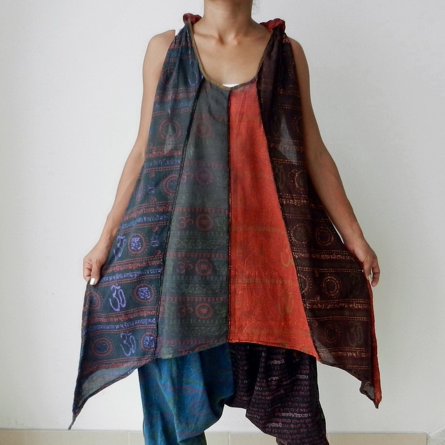 Hippie Tank Top,Tunics,Patchwork Unique Tie Dye Stone Wash,Boho Style 100% Cotton