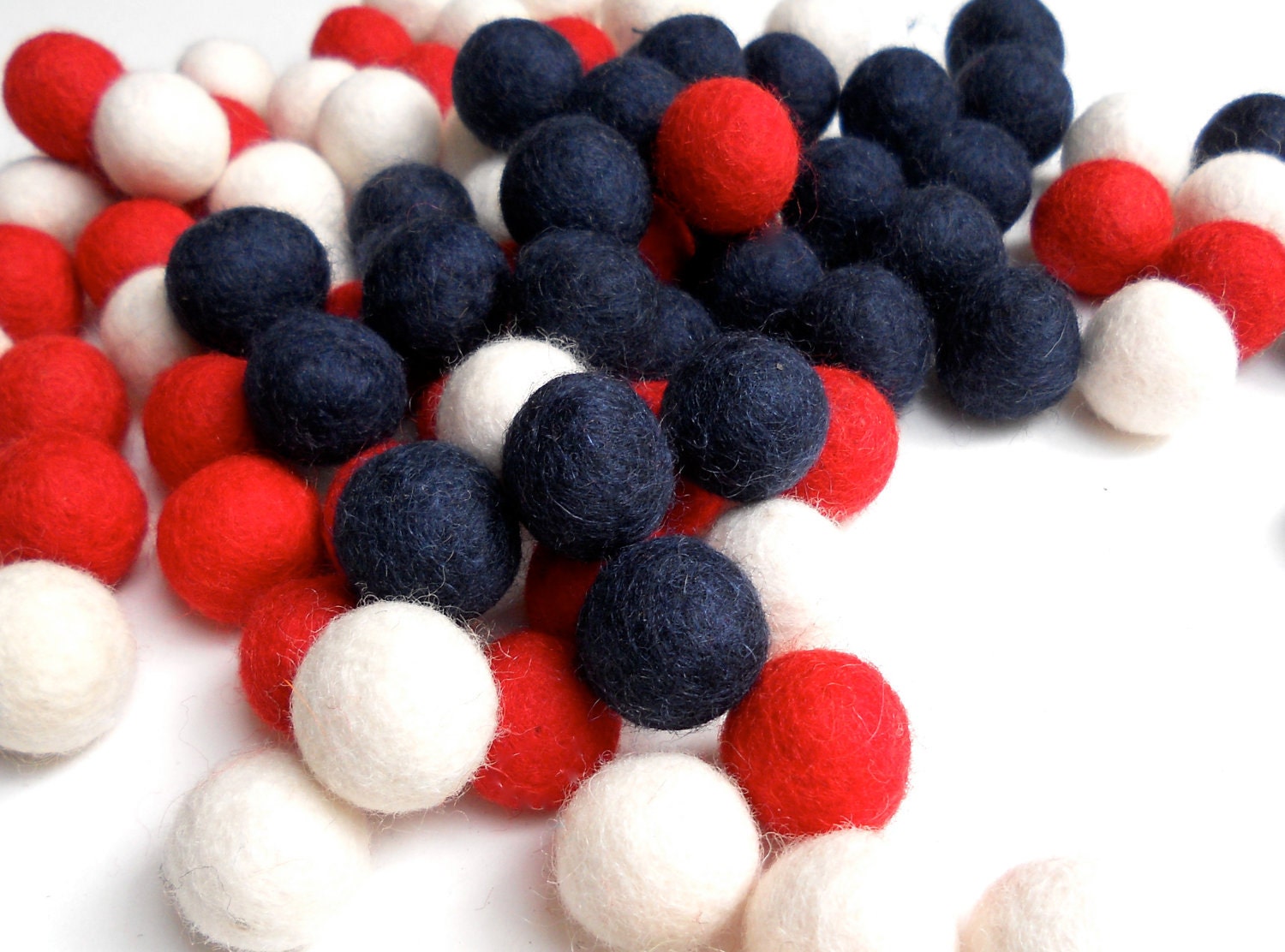 2 CM  Felt Balls/ 60 Count - Patriotic Mix