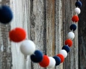 4th of July Garland Decoration / 30 Felt Balls- 6 ft long,