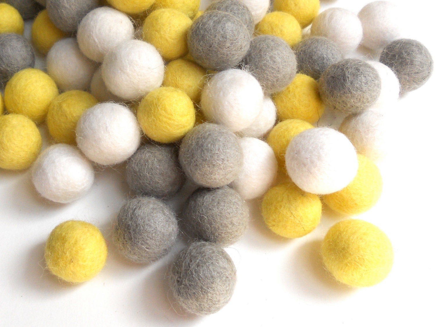 2 CM  Felt Balls/ 60 Count - Yellow Modern Mix