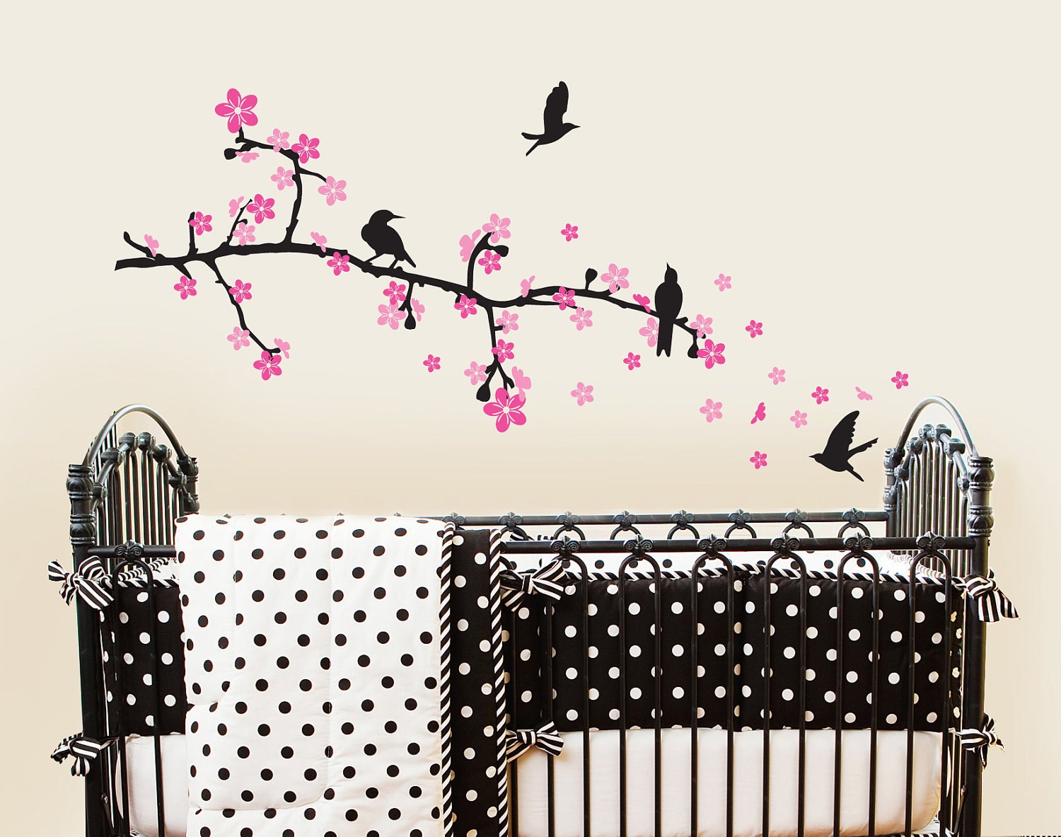 Blossom branch with birds-cherry blossom room Nursery Wall Vinyl