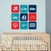 Transportation , signs, Planes, trains, Cars - baby boy Nursery Wall Vinyl