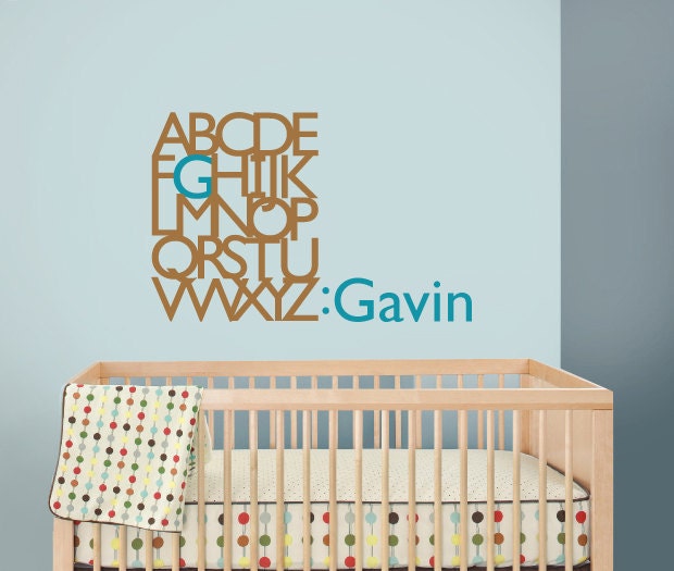 Alphabet decal, Alphabet Monogram Nursery Wall Vinyl