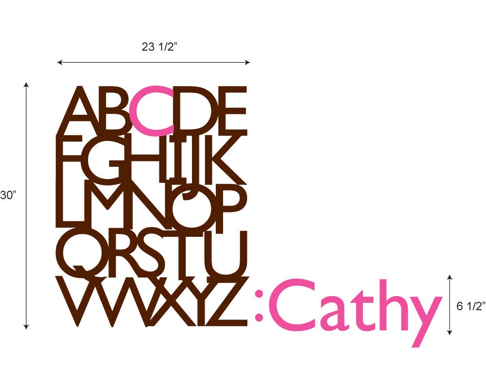 Alphabet decal, Alphabet Monogram Nursery Wall Vinyl