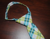 Childs Neck Tie - Green & Blue Pattern