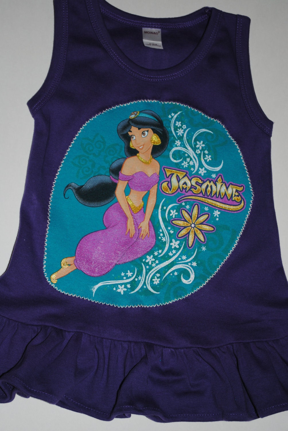 Disney Jasmine - Little Girls Frill Dress - Purple