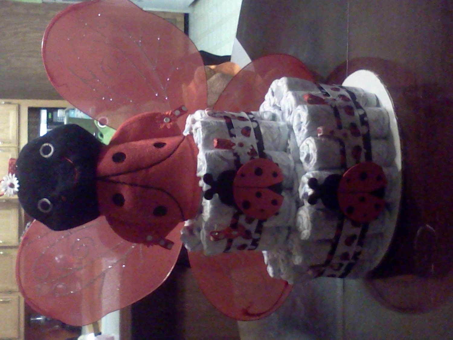 Diaper Cake Table Decoration Photograph Ladybug Diaper Cak