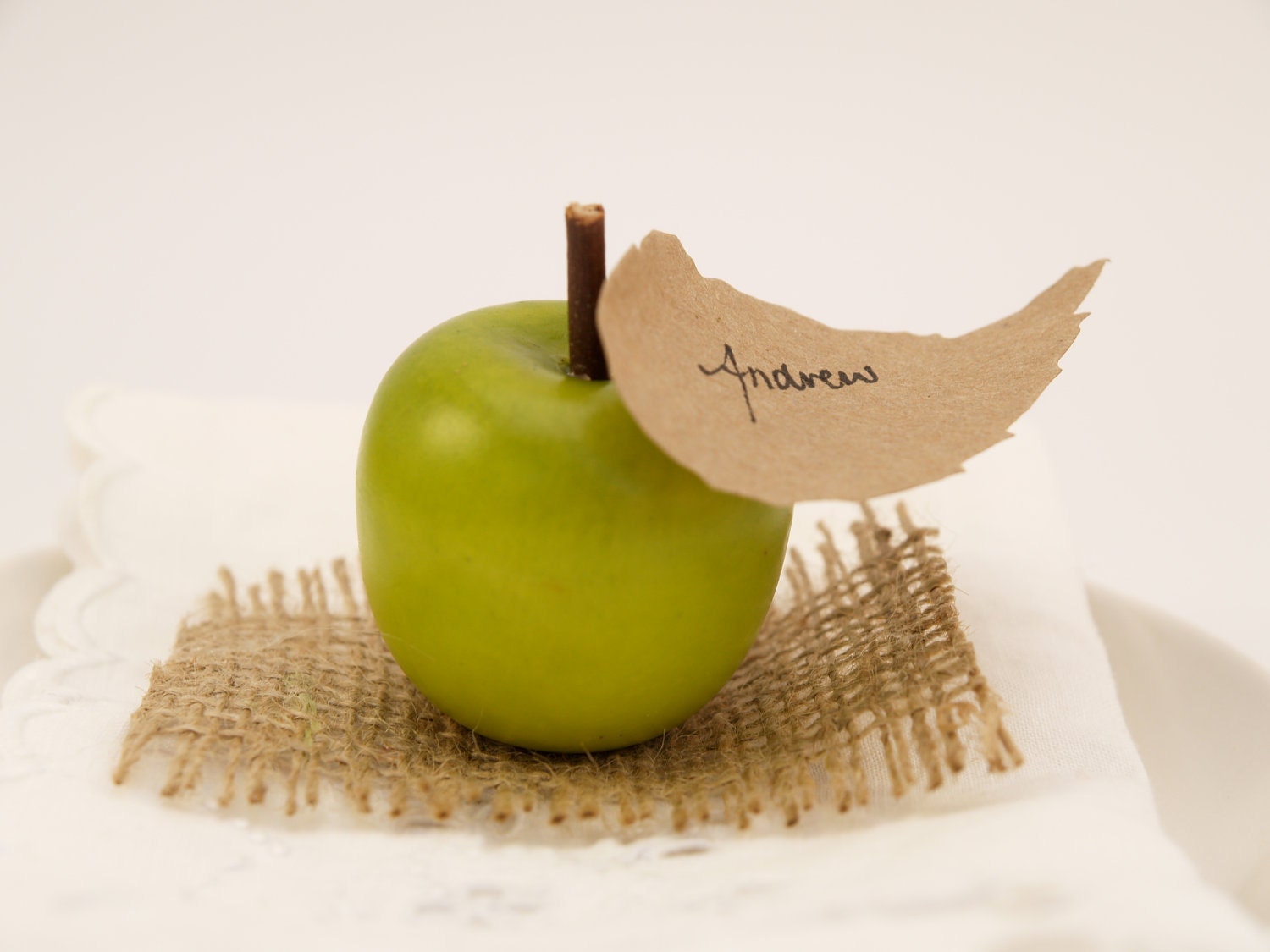 Apple Escort Cards, Country Wedding Guest Name Place Cards for your Wedding Table Decoration, Barn, Rustic, Farm, Green