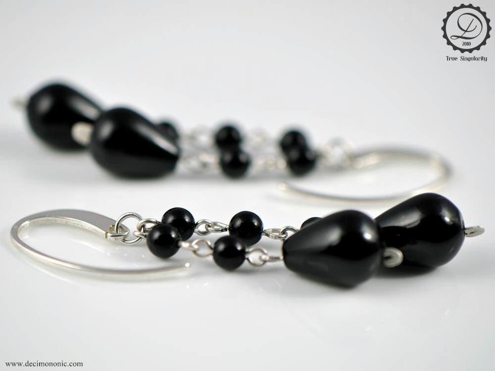 Onyx Tears Earrings - Steampunk Collection