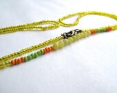 FREE SHIPPING Sunshine Yellow Beaded Necklace Flee Market Style Estate Sale Charm
