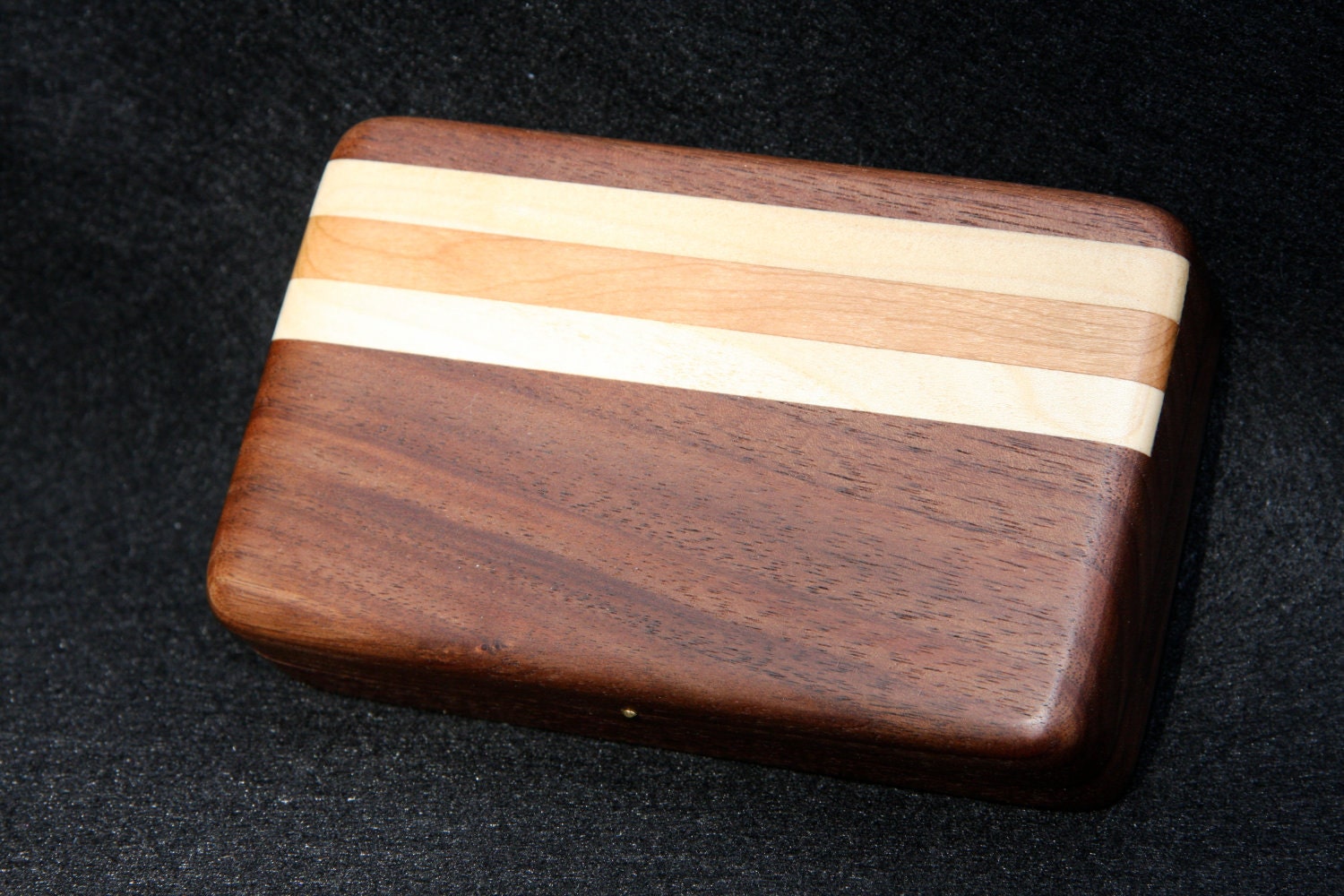 Black Walnut Wood Fly Box with Hickory and Ash accented lid