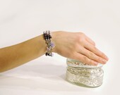 Violet and Cream Triple Swarovski Bracelet