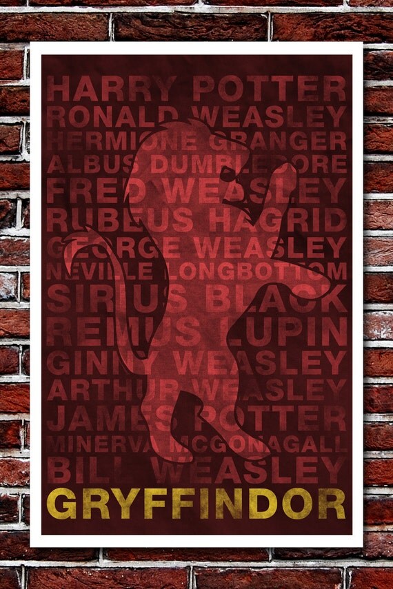 Gryffindor House Banner - Harry Potter Art Print - 11x17
