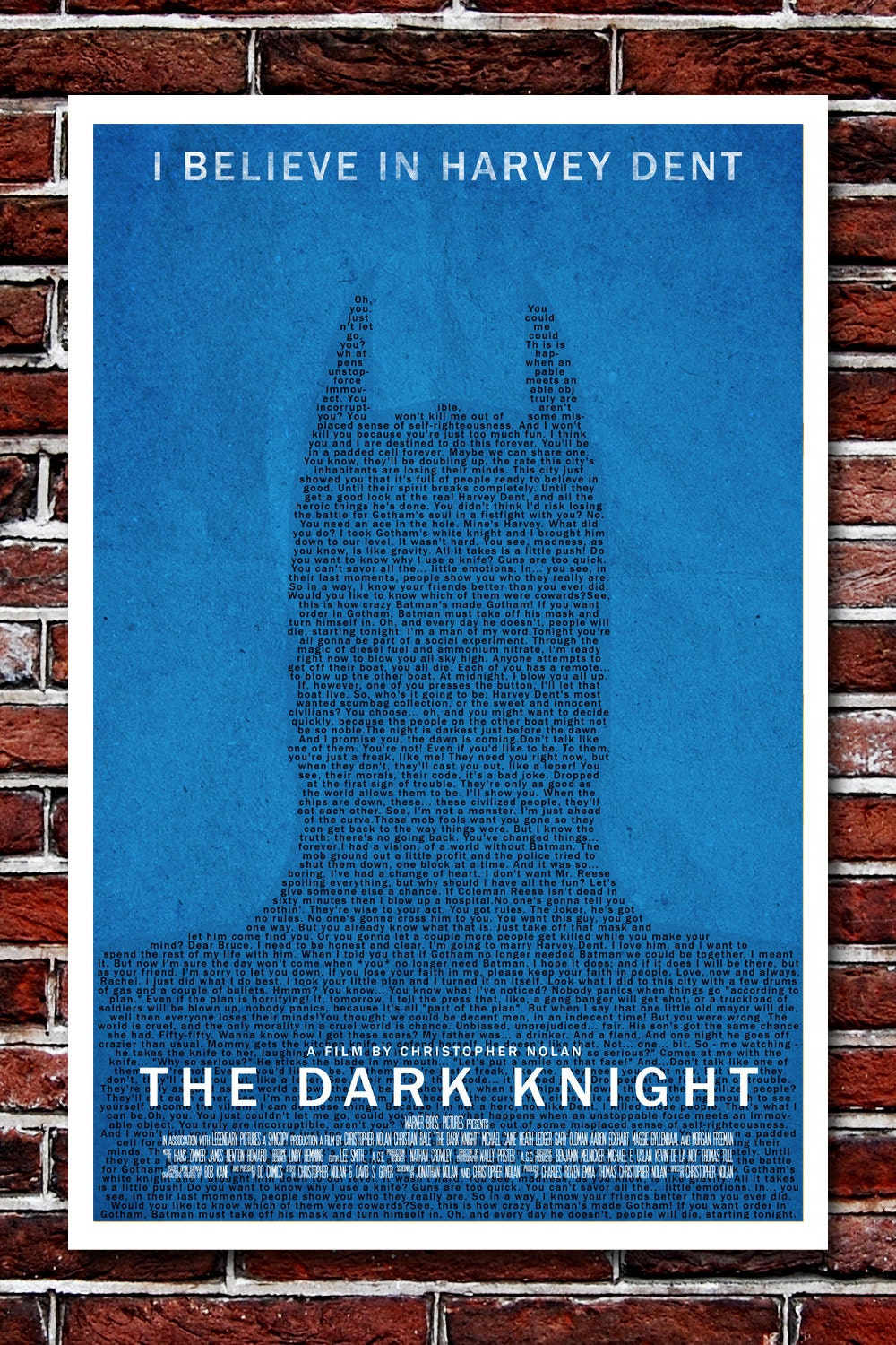 The Dark Knight Typography Poster - Batman Silhouette - 11x17