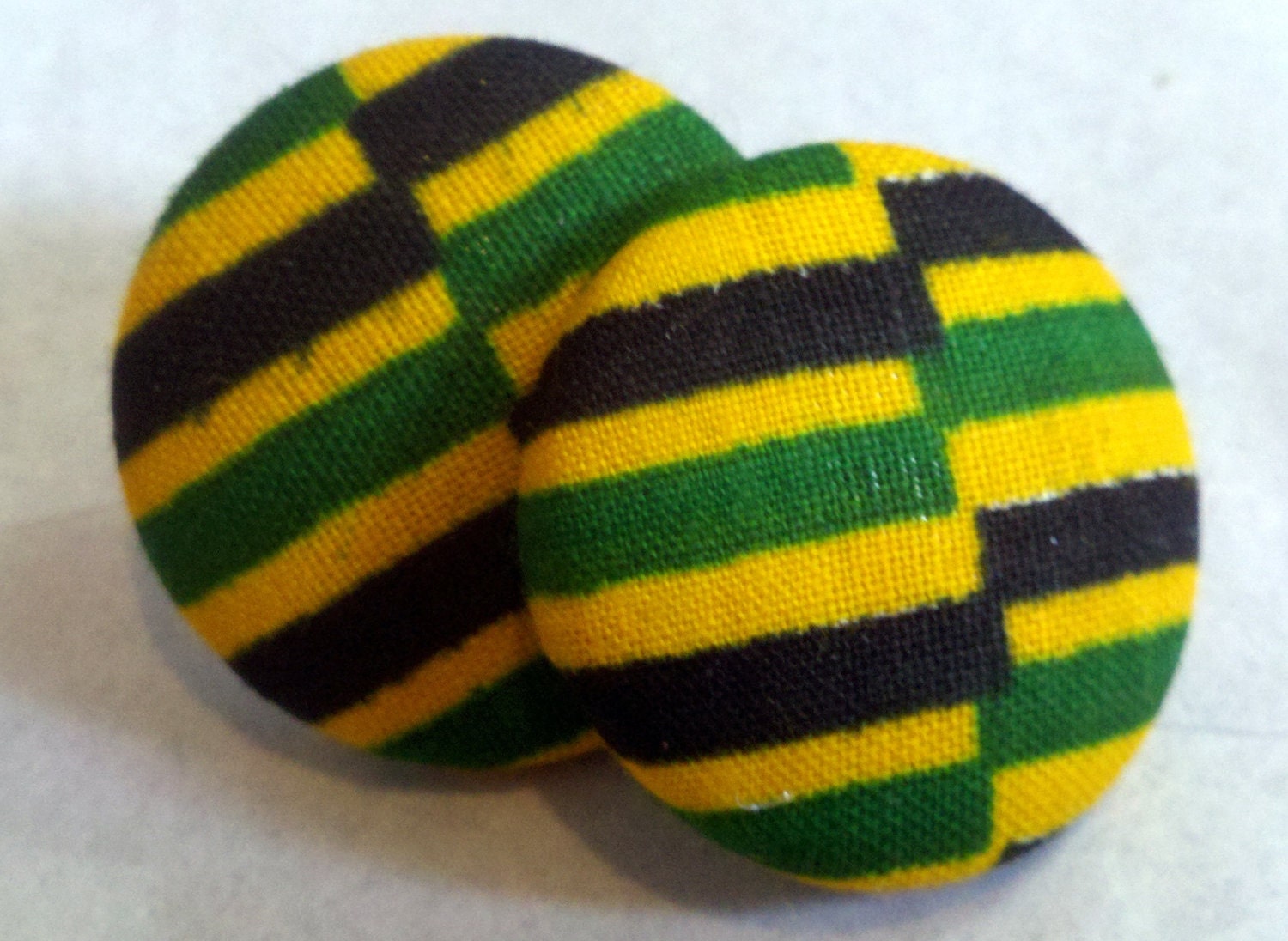 Button Earring- Authentic African Wax Print