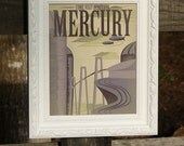 Retro Sci-Fi Mercury Travel Poster - 8x10 Print