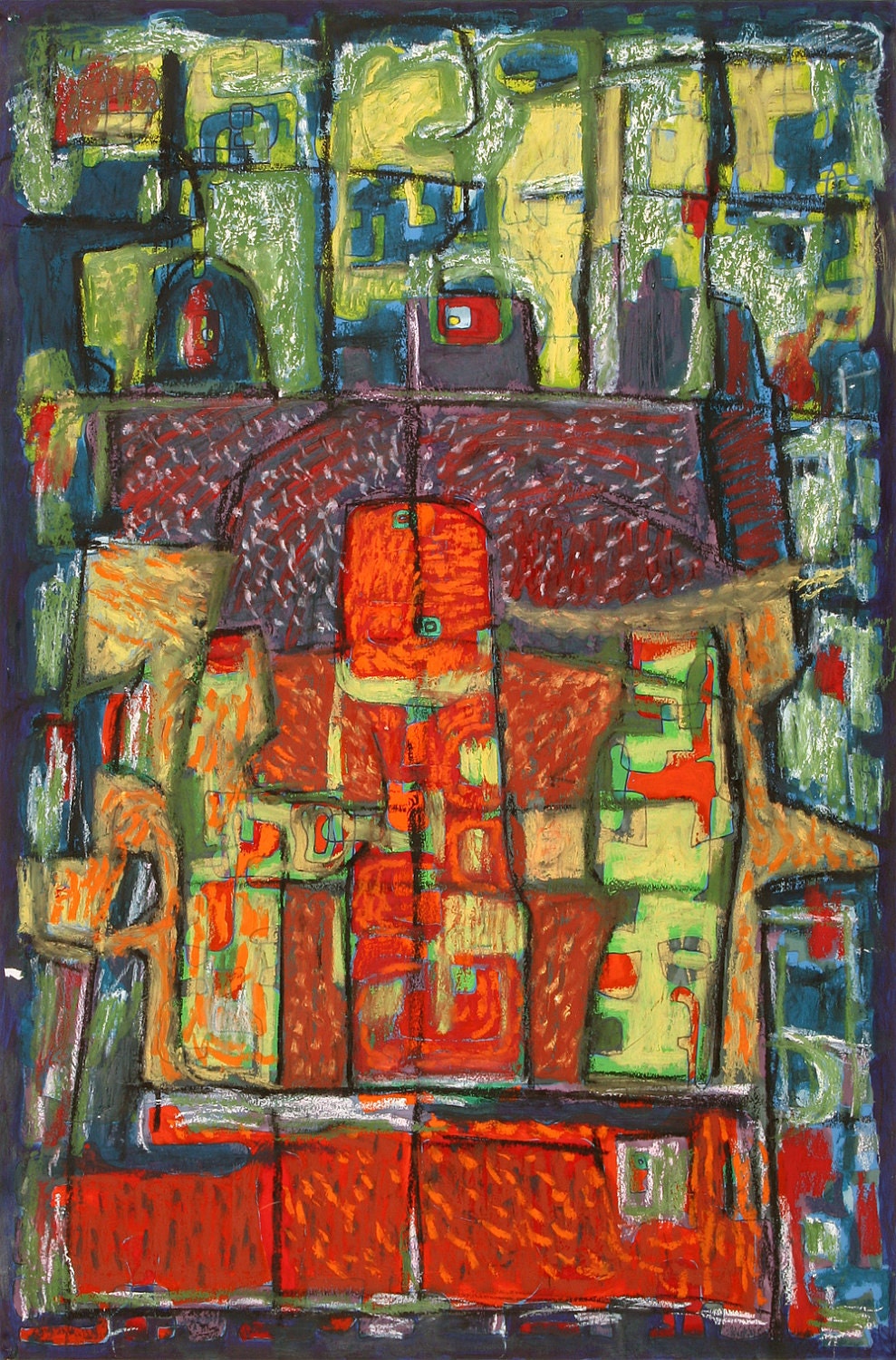 Triple Goddess 1 - original oil, pastel and acrylic painting