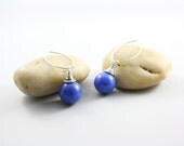 Blue Earrings -Cobalt Blue Sterling Silver -Denim Blue -Howlite Earrings