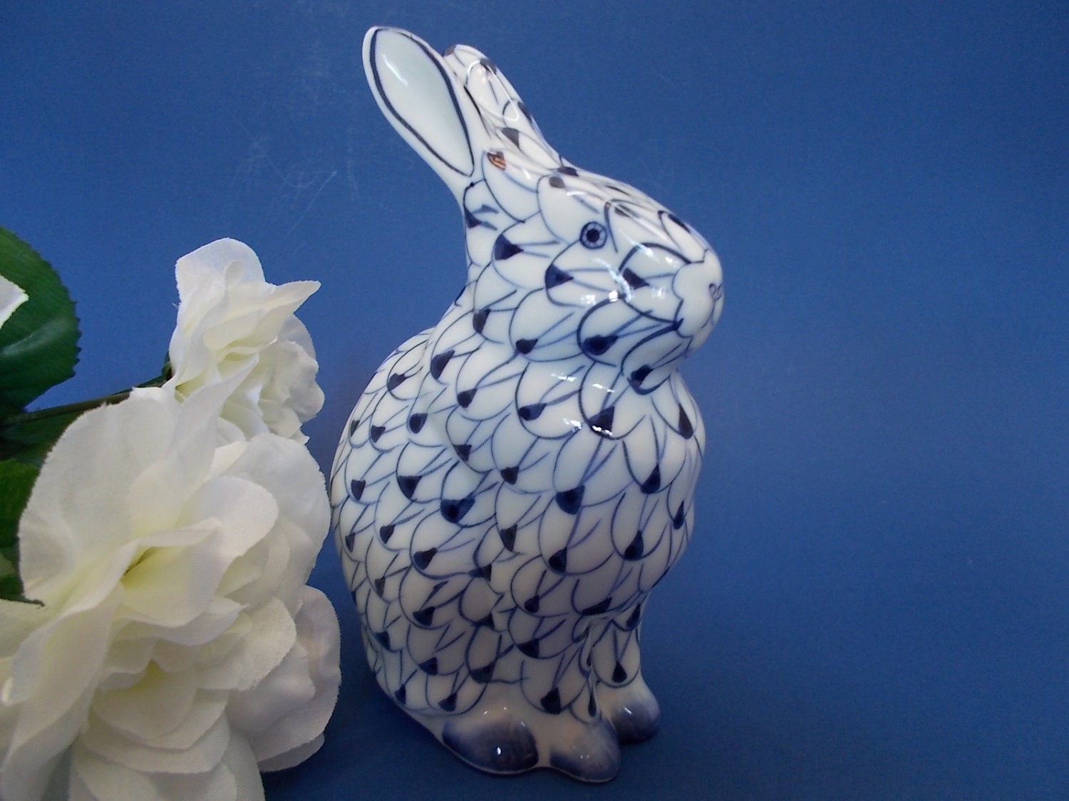 blue and white porcelain rabbit