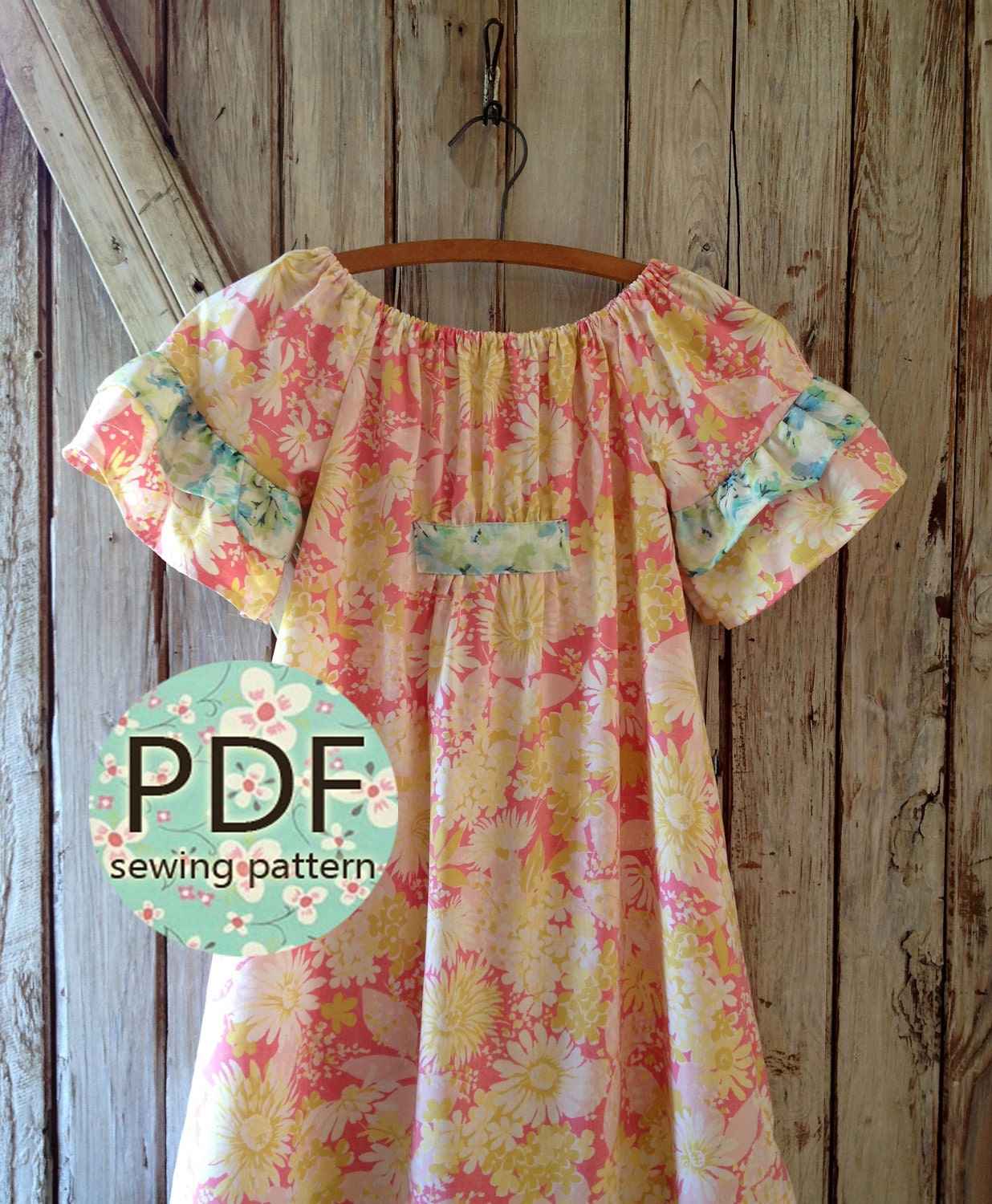 Betsy - Girl's Peasant Dress PDF Pattern. Girl's Sewing Pattern.Tutorial Easy Sew Sizes 12m-10 included