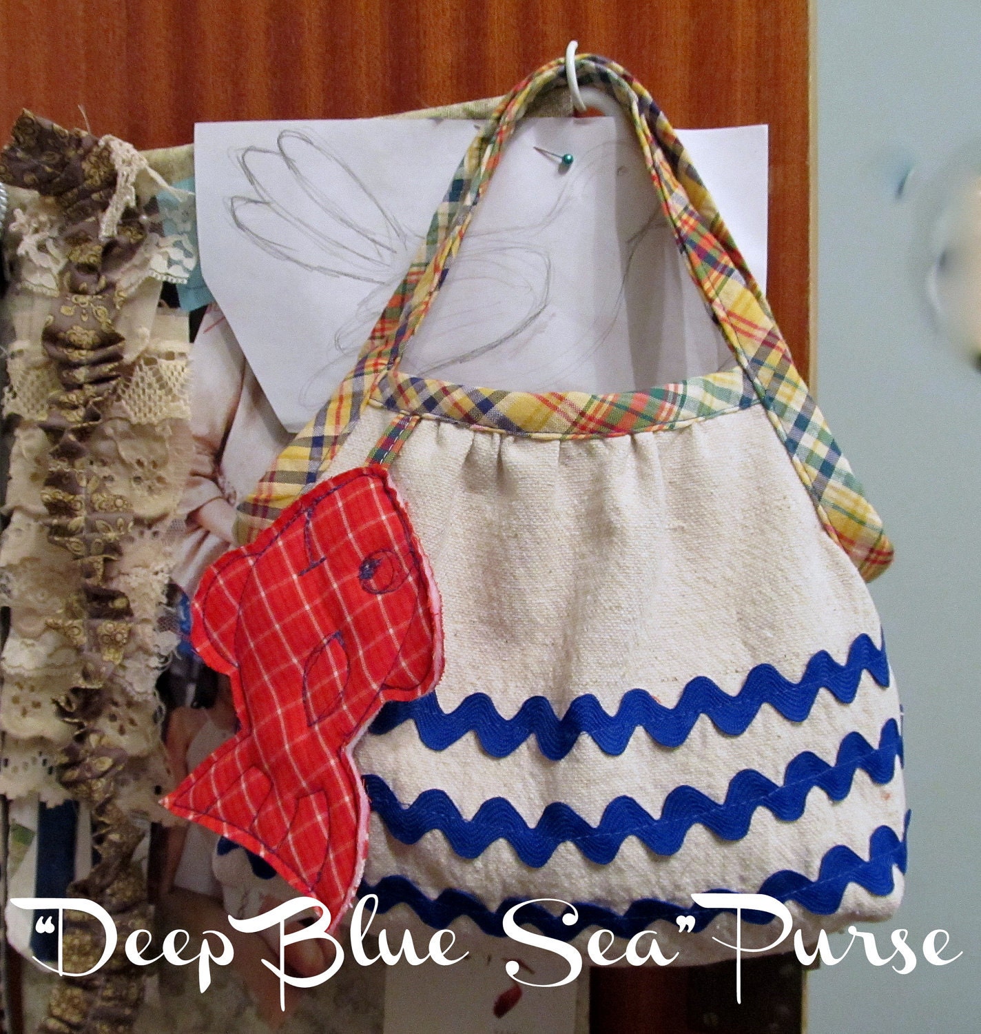 Deep Blue Sea - Girl's Purse PDF Pattern Tutorial Summer Purse Tote Accessory Easy Sew