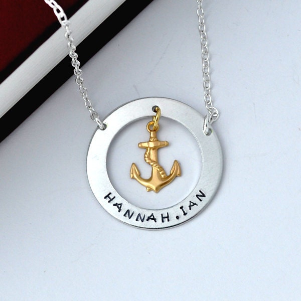 Anchor personalized antique necklace keepsake by JewelMango