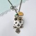 white owl necklace antique bronze necklace vintage style leaf necklace long necklace