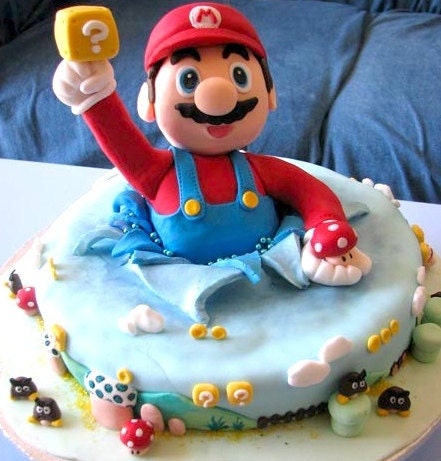 Mario Birthday Cakes on Mario Bros Edible Cake Topper By Dolcecreazione On Etsy